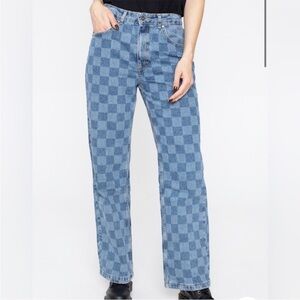The Ragged Priest checkered high rise straight leg jeans 28